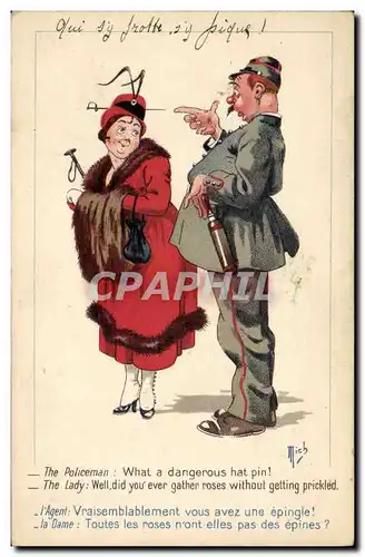 Cartes postales Fantaisie Illustrateur Mich Policeman Lady Police Policier