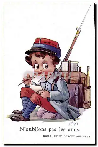 Ansichtskarte AK Fantaisie Illustrateur Enfant Militaria N&#39oublions pas les amis