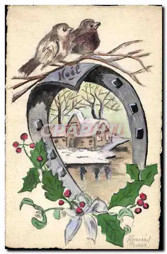 Cartes postales Oiseaux Fer a cheval (dessin a la main) Noel