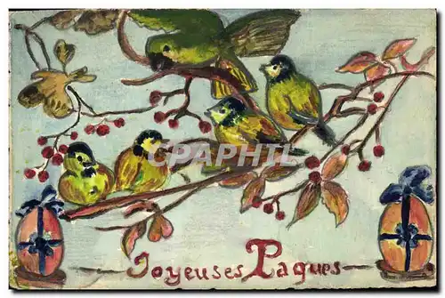 Ansichtskarte AK Oiseaux Joyeuses Paques (dessin a la main)