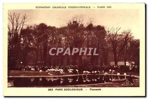 Cartes postales Oiseaux Paris Exposition coloniale internationale 1931 Parc Zoologique Flamants