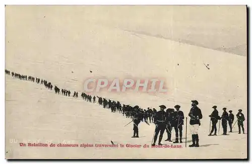 Cartes postales Militaria Chasseurs alpins Un bataillon de chasseurs alpins traversant le glacier du Mont de Lan