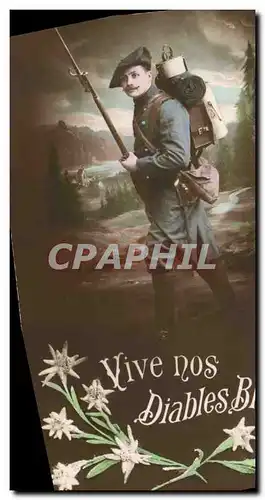 Ansichtskarte AK Militaria Chasseurs alpins Vive nos diables bleus