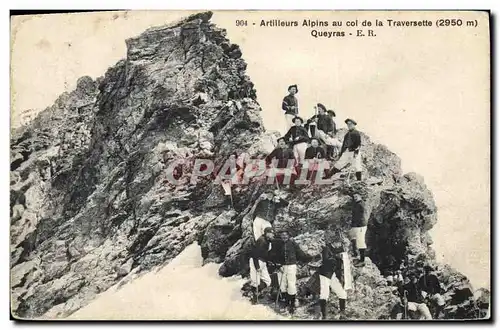 Cartes postales Militaria Chasseurs alpins Artilleurs alpins au col de la Traversette Queyras