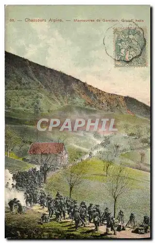 Cartes postales Militaria Chasseurs alpins Manoeuvres de garnison Grand Halte