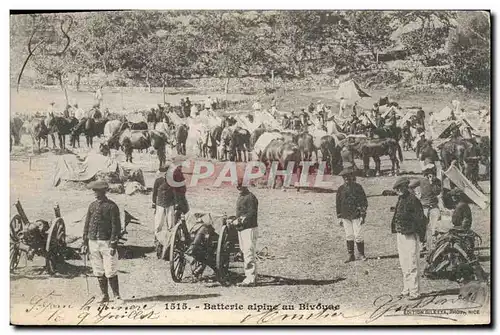 Ansichtskarte AK Militaria Chasseurs alpins Batterie alpine au bivouac