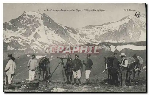 Ansichtskarte AK Militaria Chasseurs alpins La correspondance dans les Alpes Telegraphie optique