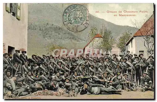 Ansichtskarte AK Militaria Groupe de Chasseurs alpins en manoeuvres