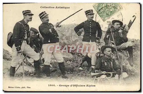 Ansichtskarte AK Militaria Chasseurs alpins Groupe d&#39officiers alpins