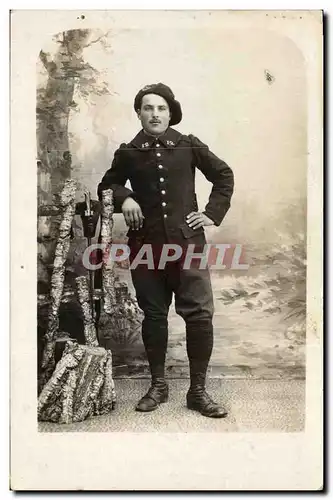 CARTE PHOTO Militaria Chasseurs alpins (n�12 sur le col)