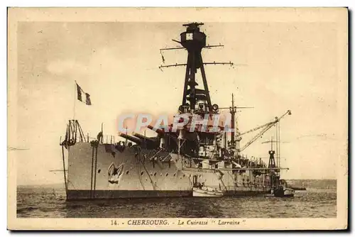 Ansichtskarte AK Bateau Cherbourg Le cuirasse Lorraine