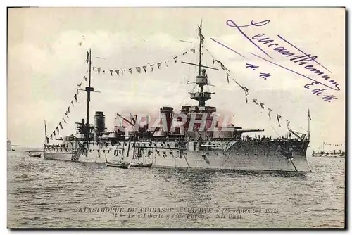 Cartes postales Bateau Catastrophe du Cuirasse Liberte