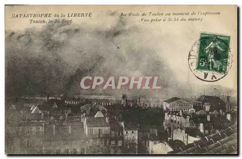 Cartes postales Bateau Catastrophe du Liberte La rade de Toulon au moment de l&#39explosion