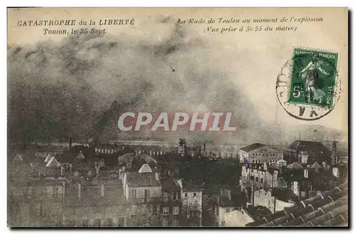 Cartes postales Bateau Catastrophe du Liberte La rade de Toulon au moment de l'explosion