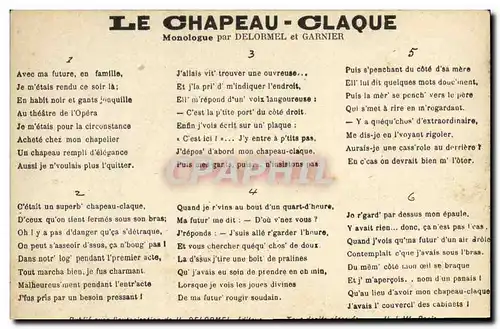 Cartes postales Le chapeau Claque Delormel Garnier