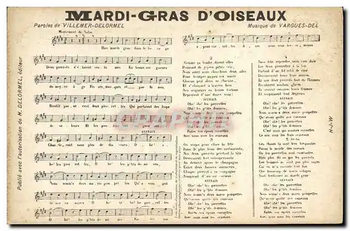 Cartes postales Mardi Gras d&#39oiseaux Villemer Delormel Vargues Del