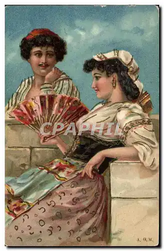 Cartes postales Fantaisie Femmes Eventail