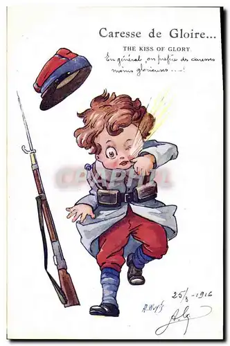 Ansichtskarte AK Fantaisie Illustrateur Enfants Caresse de gloire Militaria
