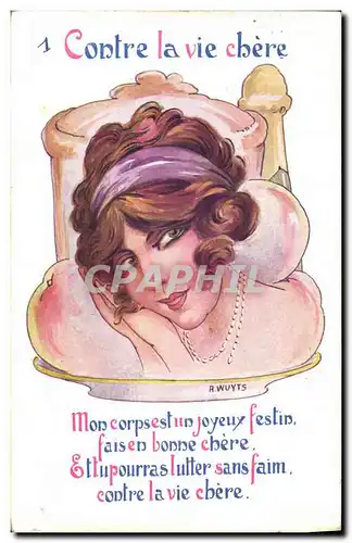 Cartes postales Fantaisie Illustrateur Enfants Femme Contrela vie chere