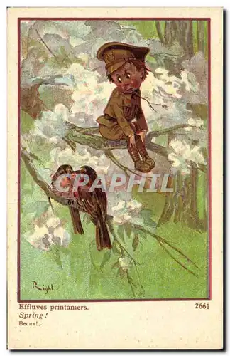 Cartes postales Fantaisie Illustrateur Enfant Militaria Effluves printaniers