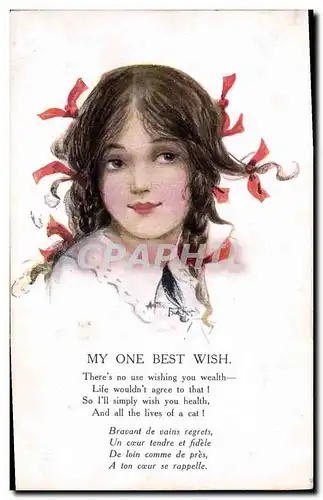 Cartes postales Fantaisie Illustrateur Enfant My one best wish