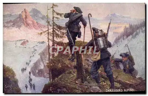 Cartes postales Militaria Chasseurs Alpins