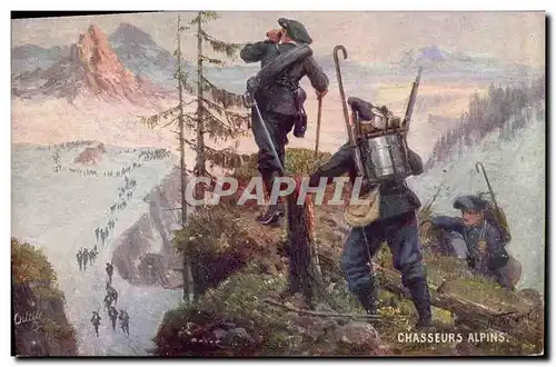 Cartes postales Militaria Chasseurs Alpins