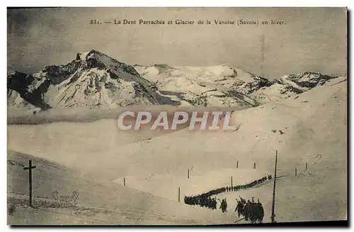 Cartes postales Militaria Chasseurs Alpins La dent Parrachee et glacier de la Vanoise en hiver