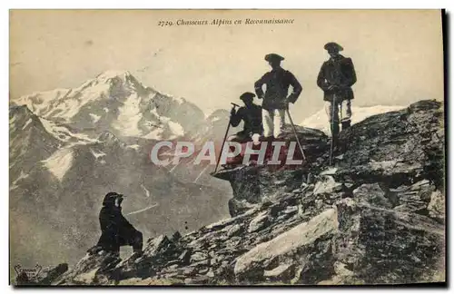 Cartes postales Militaria Chasseurs Alpins en reconnaissance