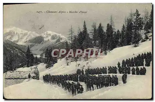 Ansichtskarte AK Militaria Chasseurs Alpins Marches d&#39hiver