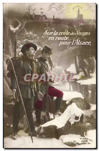 Ansichtskarte AK Militaria Chasseurs Alpins Sur la crete des Vosges en route pour l&#39Alsace