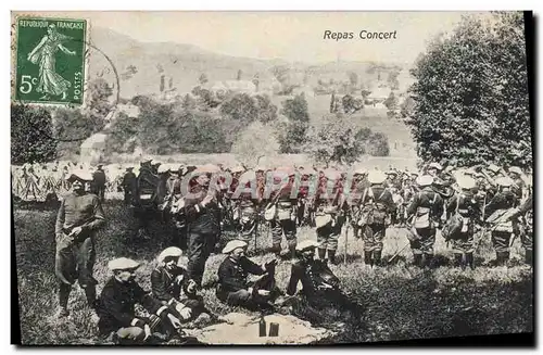 Cartes postales Militaria Chasseurs Alpins Repas concert