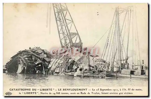 Cartes postales Bateau La catastrophe du Liberte Le renflouement