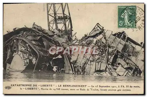 Cartes postales Bateau La catastrophe du Liberte Le renflouement