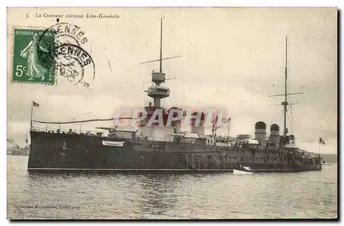 Cartes postales Bateau Le croiseur Cuirasse Leon Gambetta