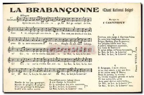 Cartes postales La Brabanconne Chant national Belge Campenbout