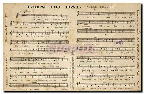 Cartes postales Loin du bal Valse chantee Tagliafico Gillet