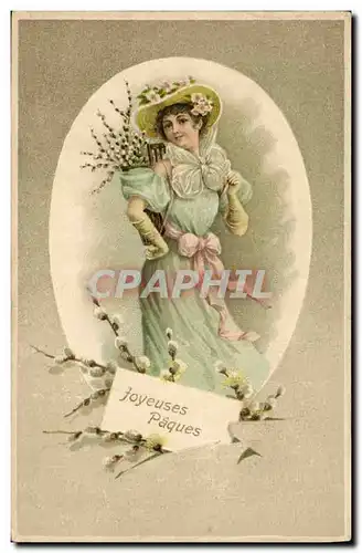 Cartes postales Fantaisie Fleurs Femme Paques