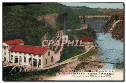 Cartes postales Electricite Barrage sur le Cher a Rochebut pres Montlucon Vue d&#39ensemble des batiments et la