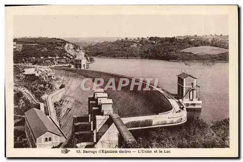 Cartes postales Electricite Barrage d&#39Eguzon L&#39usine et le lac