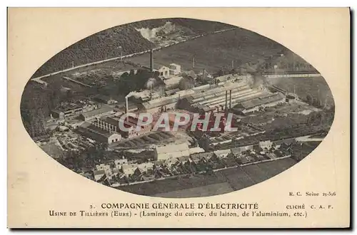 Cartes postales Electricite Compagnie Generale d&#39Electricite Usine de Tilliers Laminage du cuivre du laiton d