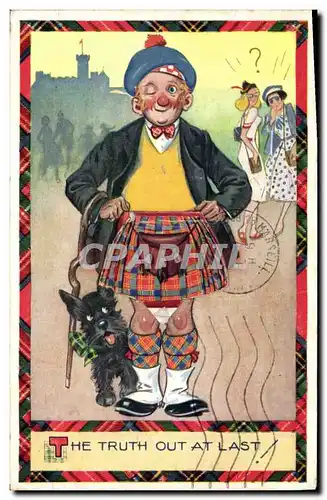 CARTE SYSTEME Fantaisie Illustrateur The truth at last Chien Ecosse