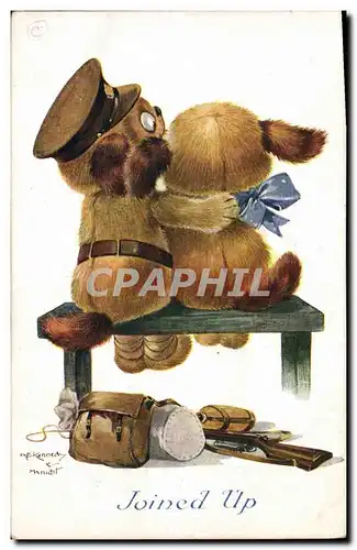 Cartes postales Fantaisie Illustrateur Chien Joined Up Militaria