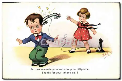 Cartes postales Fantaisie Illustrateur Enfants Je vous remercie pour votre coup de telephone