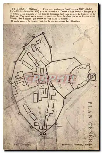 Ansichtskarte AK St Verain Plan des anciennes fortifications