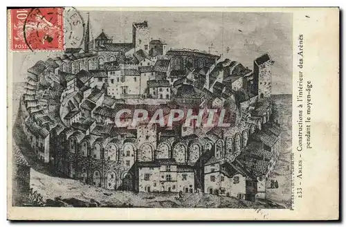 Cartes postales Arles Constructions a l&#39interieur des arenes pendant le Moyen Age