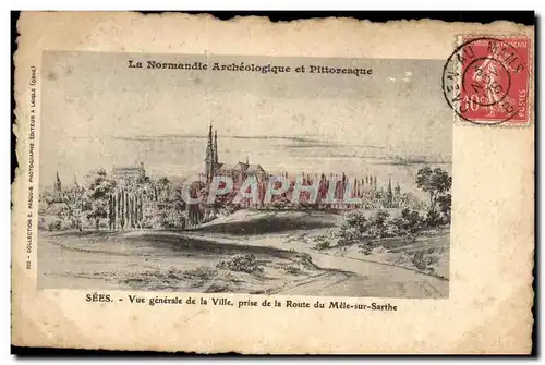 Cartes postales Sees Vue generale de la ville prise de la route du Mele sur Sarhe