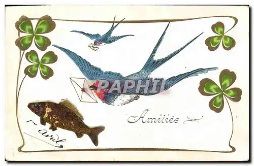 Cartes postales Oiseau Trefle Poisson