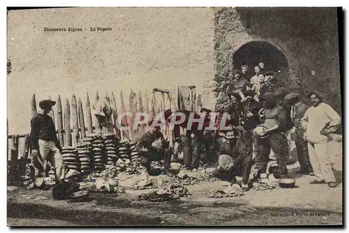 Cartes postales Militaria Chasseurs Alpins La popote