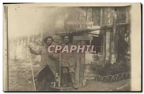 CARTE PHOTO Militaria Chasseurs Alpins Chalet alsacien